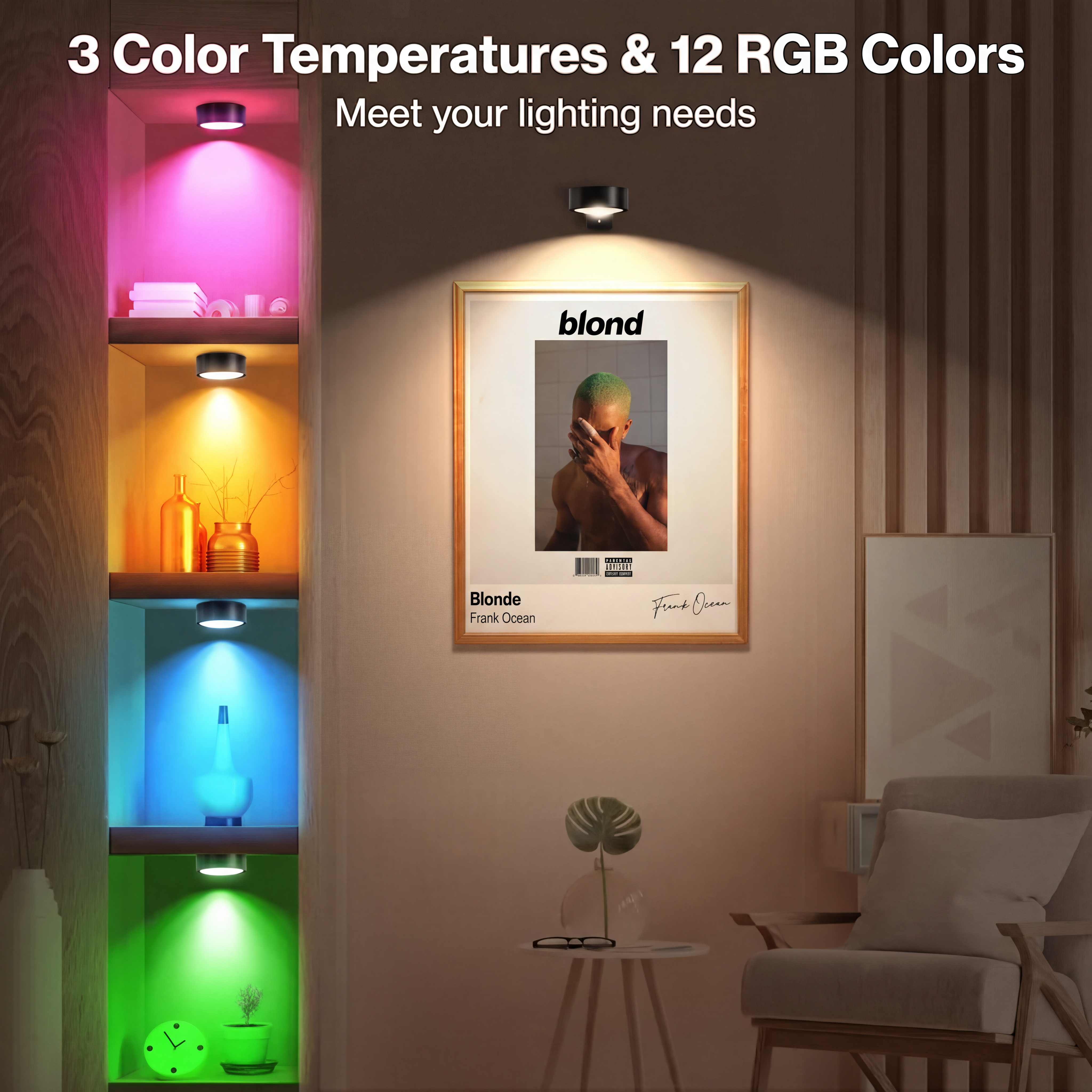 Rechargeable Poster Lights 3 Pack with Remote