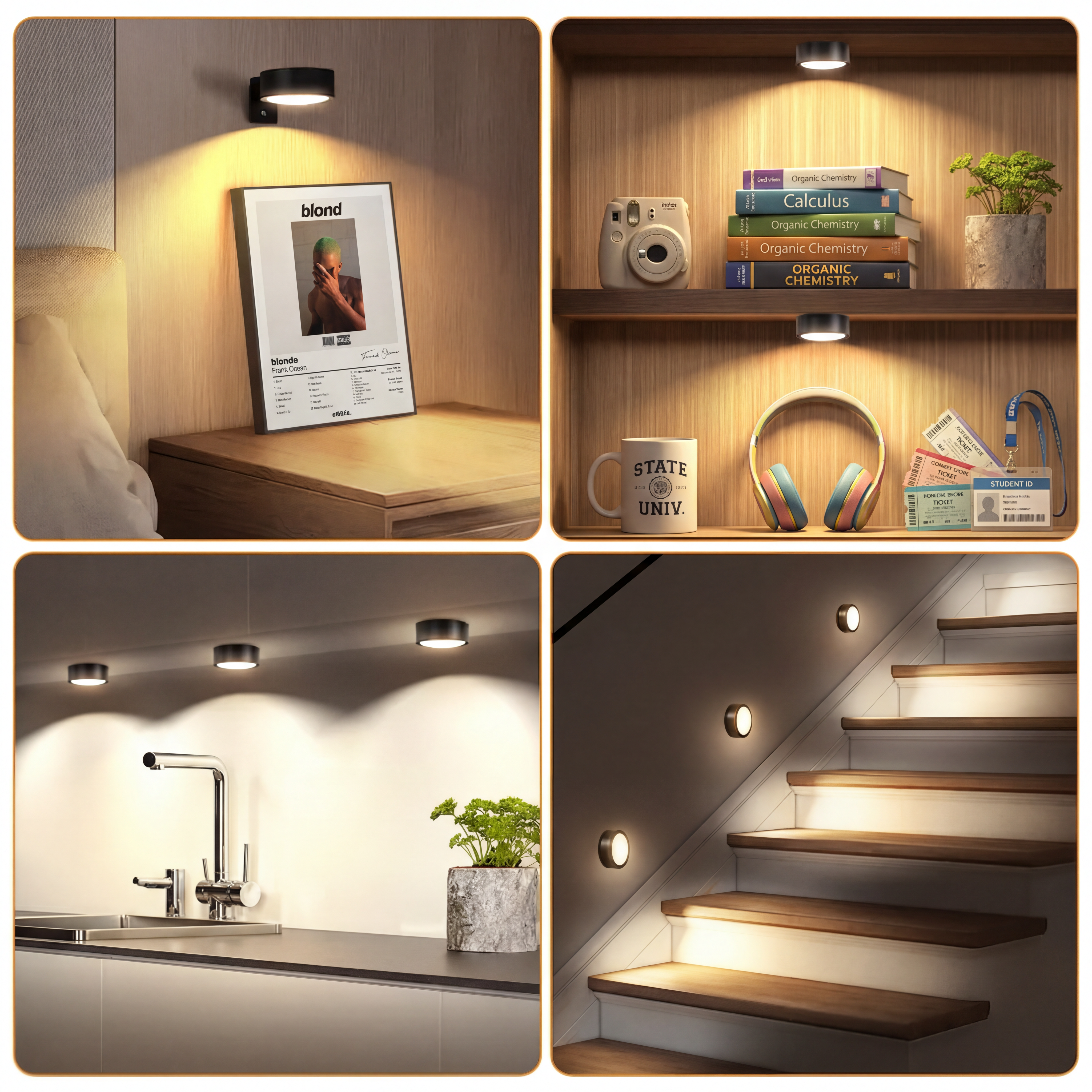 Rechargeable Poster Lights 3 Pack with Remote